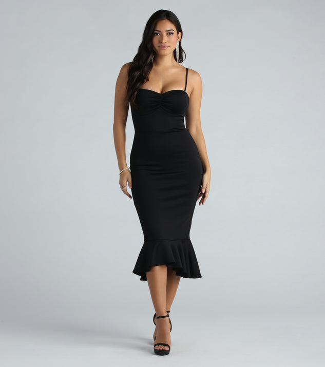 trumpet hem midi dress Aleah Formal Trumpet Hem Midi Dress