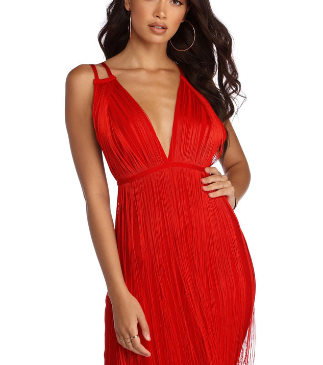 The Frances Dapper In Fringes Dress is a gorgeous pick as your 2023 prom dress or formal gown for wedding guest, spring bridesmaid, or army ball attire!