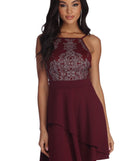 The Kairi Formal Scroll Print Mini Dress is a gorgeous pick as your 2023 prom dress or formal gown for wedding guest, spring bridesmaid, or army ball attire!