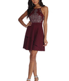 The Kairi Formal Scroll Print Mini Dress is a gorgeous pick as your 2023 prom dress or formal gown for wedding guest, spring bridesmaid, or army ball attire!