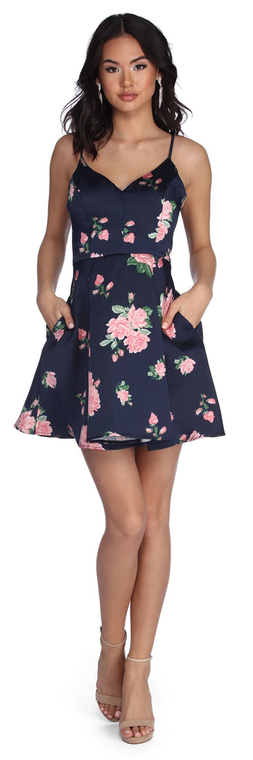 Pia Satin Floral Party Dress is a gorgeous pick as your 2023 prom dress or formal gown for wedding guest, spring bridesmaid, or army ball attire!