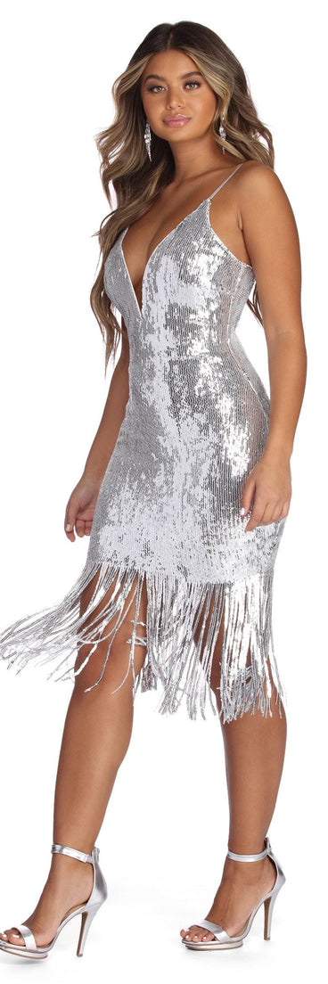 Karina Formal Fringe Sequin Dress | Windsor Karina Formal Fringe Sequin Dress | Windsor