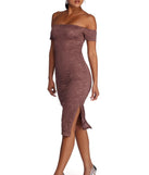 The Leslie High Slit Midi Lace Dress is a gorgeous pick as your 2023 prom dress or formal gown for wedding guest, spring bridesmaid, or army ball attire!
