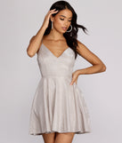 The Gigi Glitter Skater Dress is a gorgeous pick as your 2023 prom dress or formal gown for wedding guest, spring bridesmaid, or army ball attire!