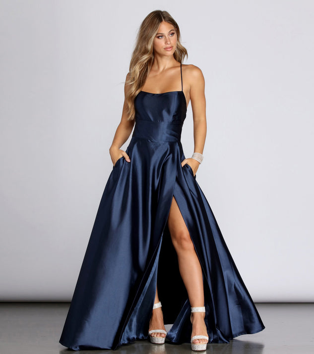 anne formal lattice satin dress Anne Formal Lattice Satin Dress main image 1