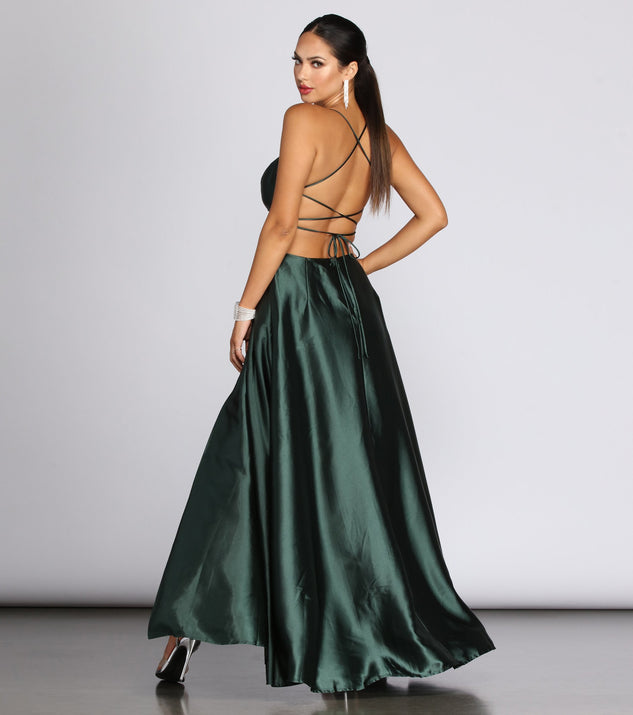 Anne formal lattice satin dress on sale