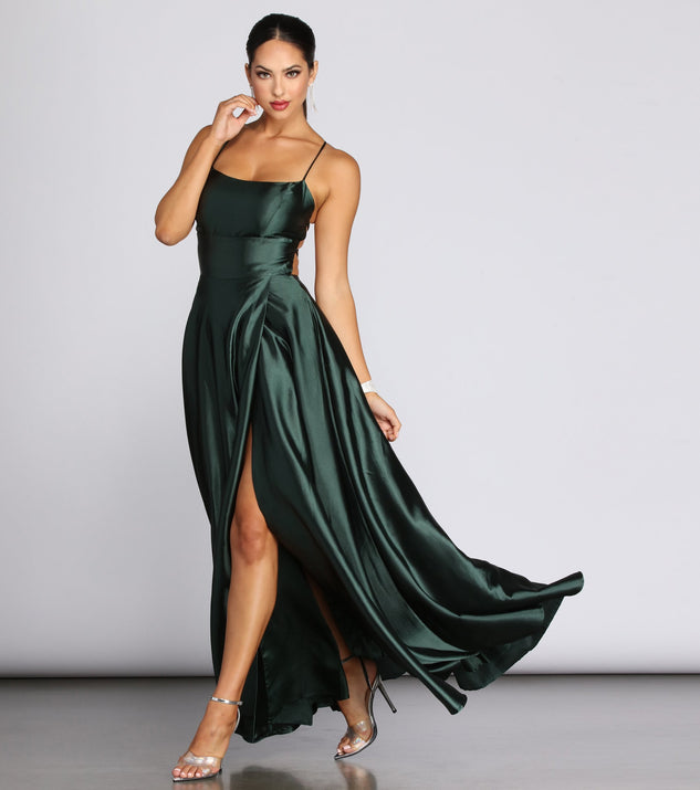 Anne formal lattice cheap satin dress