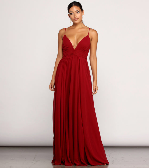 The Gracie Formal Chiffon Ruched Dress is a gorgeous pick as your 2023 prom dress or formal gown for wedding guest, spring bridesmaid, or army ball attire!