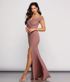 Lorena Off The Shoulder Gown creates the perfect spring wedding guest dress or cocktail attire with stylish details in the latest trends for 2023!