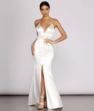 Raelynn Satin Cross Strap Dress is a stunning choice for a bridesmaid dress or maid of honor dress, and to feel beautiful at Prom 2023, spring weddings, formals, & military balls!