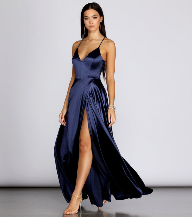Blake Lace Back Satin Dress creates the perfect summer wedding guest dress or cocktail party dresss with stylish details in the latest trends for 2023!