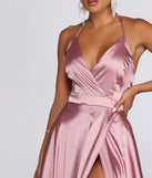 The Ellie Formal Satin High Slit Dress is a gorgeous pick as your 2023 prom dress or formal gown for wedding guest, spring bridesmaid, or army ball attire!