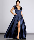 The Alena Satin Gown is a gorgeous pick as your 2023 prom dress or formal gown for wedding guest, spring bridesmaid, or army ball attire!