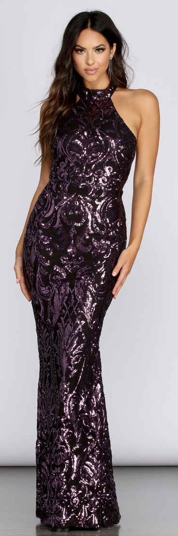 Everleigh Formal Sequin Scroll Dress creates the perfect summer wedding guest dress or cocktail party dresss with stylish details in the latest trends for 2023!