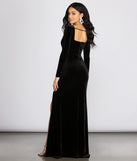 The Aleah High Slit Velvet Dress is a gorgeous pick as your 2023 prom dress or formal gown for wedding guest, spring bridesmaid, or army ball attire!
