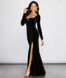 The Aleah High Slit Velvet Dress is a gorgeous pick as your 2023 prom dress or formal gown for wedding guest, spring bridesmaid, or army ball attire!