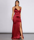 The Chelsea Satin High Slit Dress is a gorgeous pick as your 2023 prom dress or formal gown for wedding guest, spring bridesmaid, or army ball attire!