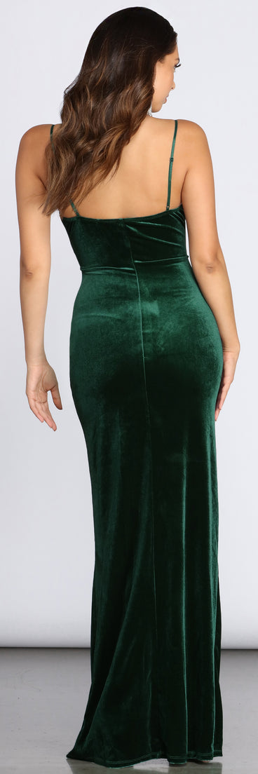 Lydia Formal Velvet Wrap Dress is a stunning choice for a bridesmaid dress or maid of honor dress, and to feel beautiful at Prom 2023, spring weddings, formals, & military balls!
