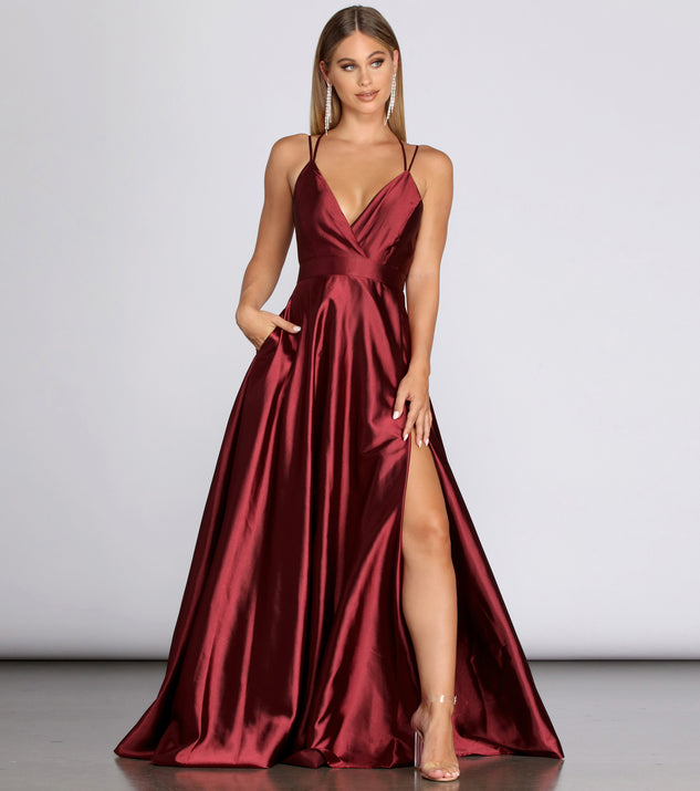 Priscilla Satin Evening Gown creates the perfect summer wedding guest dress or cocktail party dresss with stylish details in the latest trends for 2023!