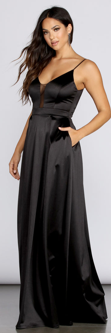 Avery Satin Ball Gown creates the perfect summer wedding guest dress or cocktail party dresss with stylish details in the latest trends for 2023!