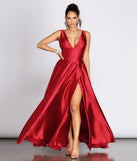The Cami Ravishing Satin Wrap Dress is a gorgeous pick as your 2023 prom dress or formal gown for wedding guest, spring bridesmaid, or army ball attire!