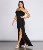 Oksana Marabou Trim Formal Crepe Dress is a stunning choice for a bridesmaid dress or maid of honor dress, and to feel beautiful at Prom 2023, spring weddings, formals, & military balls!
