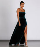 Alycia Velvet Lace-Up Gown creates the perfect summer wedding guest dress or cocktail party dresss with stylish details in the latest trends for 2023!
