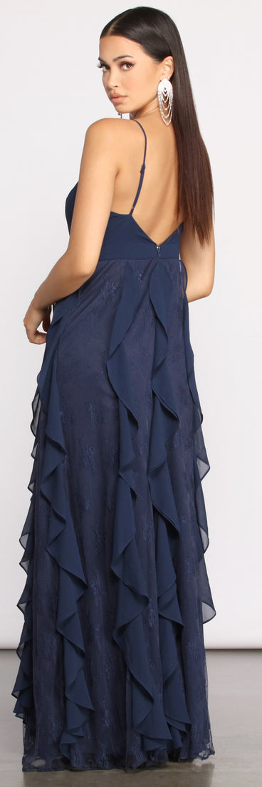 The Carla Formal Floral Tendril Dress is a gorgeous pick as your 2023 prom dress or formal gown for wedding guest, spring bridesmaid, or army ball attire!