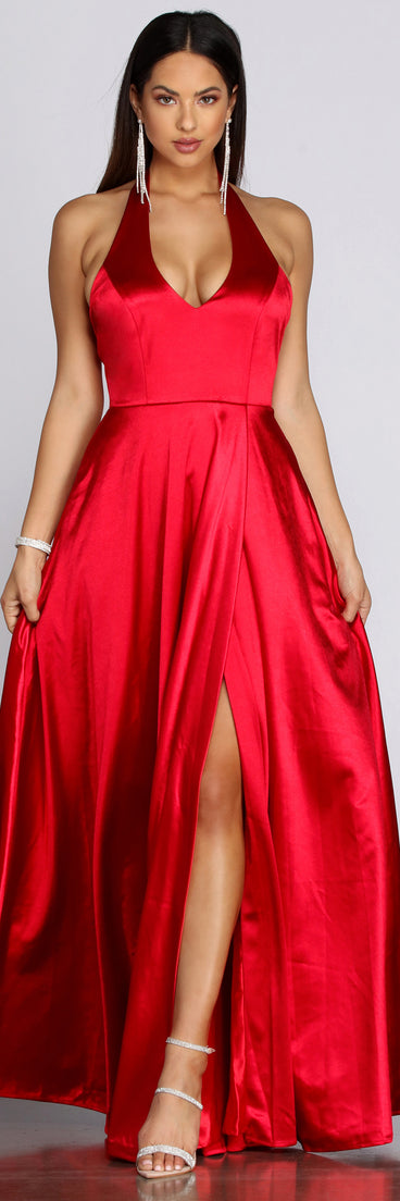 Hazel Formal Halter Satin Dress | Windsor Hazel Formal Halter Satin Dress | Windsor