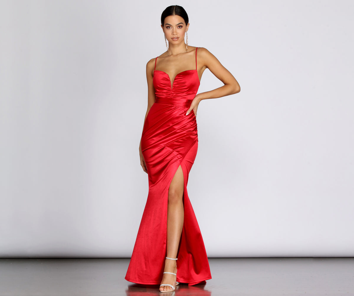 Jessica Satin Lace Up Gown
