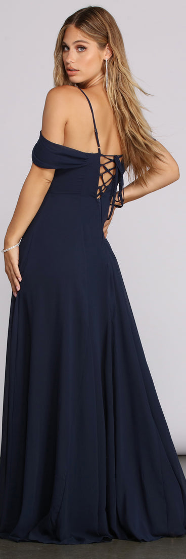 Arianne Lattice Back Chiffon Gown creates the perfect summer wedding guest dress or cocktail party dresss with stylish details in the latest trends for 2023!