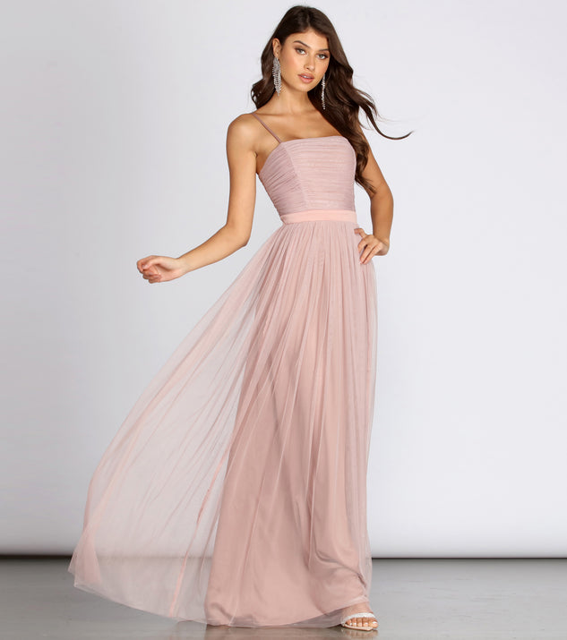 Sharlene Tulle A-line Gown is a stunning choice for a bridesmaid dress or maid of honor dress, and to feel beautiful at Prom 2023, spring weddings, formals, & military balls!