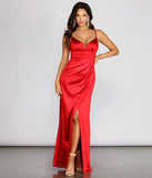 Nori Formal Plunging Satin Dress creates the perfect summer wedding guest dress or cocktail party dresss with stylish details in the latest trends for 2023!