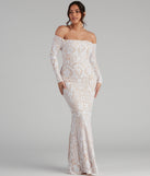 Sierra Sequin Off The Shoulder Formal Dress is a stunning choice for a bridesmaid dress or maid of honor dress, and to feel beautiful at Prom 2023, spring weddings, formals, & military balls!