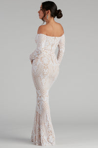 sierra sequin off the shoulder formal dress Sierra Sequin Off The Shoulder Formal Dress