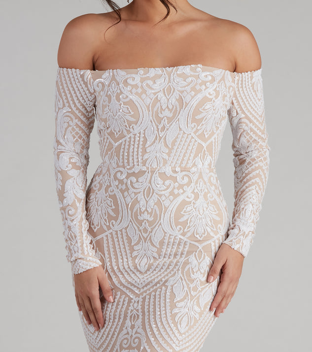 Sierra Sequin Off The Shoulder Formal Dress