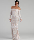 Sierra Sequin Off The Shoulder Formal Dress is a stunning choice for a bridesmaid dress or maid of honor dress, and to feel beautiful at Prom 2023, spring weddings, formals, & military balls!