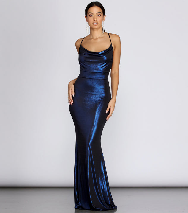 Jenna Metallic Goddess Maxi Dress creates the perfect summer wedding guest dress or cocktail party dresss with stylish details in the latest trends for 2023!