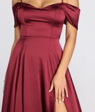 Kara Satin Off Shoulder Formal Gown creates the perfect summer wedding guest dress or cocktail party dresss with stylish details in the latest trends for 2023!