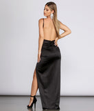 Dena High Slit Satin Formal Dress creates the perfect summer wedding guest dress or cocktail party dresss with stylish details in the latest trends for 2023!