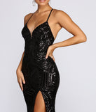 Deirdre Sequin Mesh Slit Gown creates the perfect summer wedding guest dress or cocktail party dresss with stylish details in the latest trends for 2023!