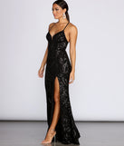 Deirdre Sequin Mesh Slit Gown creates the perfect summer wedding guest dress or cocktail party dresss with stylish details in the latest trends for 2023!