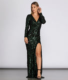 Kendall Formal High Slit Sequin Dress creates the perfect summer wedding guest dress or cocktail party dresss with stylish details in the latest trends for 2023!