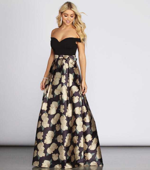Maude Floral Woven Satin Gown creates the perfect summer wedding guest dress or cocktail party dresss with stylish details in the latest trends for 2023!