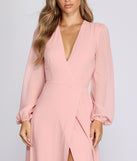 Mavis Chiffon Wrap Gown creates the perfect spring wedding guest dress or cocktail attire with stylish details in the latest trends for 2023!