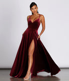 Melisande Long Velvet Gown is a stunning choice for a bridesmaid dress or maid of honor dress, and to feel beautiful at Prom 2023, spring weddings, formals, & military balls!