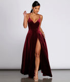 Melisande Long Velvet Gown is a stunning choice for a bridesmaid dress or maid of honor dress, and to feel beautiful at Prom 2023, spring weddings, formals, & military balls!