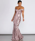 Lilith Off-Shoulder Sequin Evening Gown creates the perfect spring wedding guest dress or cocktail attire with stylish details in the latest trends for 2023!
