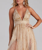 Mona Formal Plunging Glitter Dress creates the perfect summer wedding guest dress or cocktail party dresss with stylish details in the latest trends for 2023!