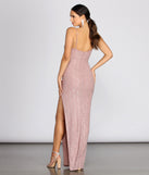The Catalina High Slit Heat Stone Dress is a gorgeous pick as your 2023 prom dress or formal gown for wedding guest, spring bridesmaid, or army ball attire!